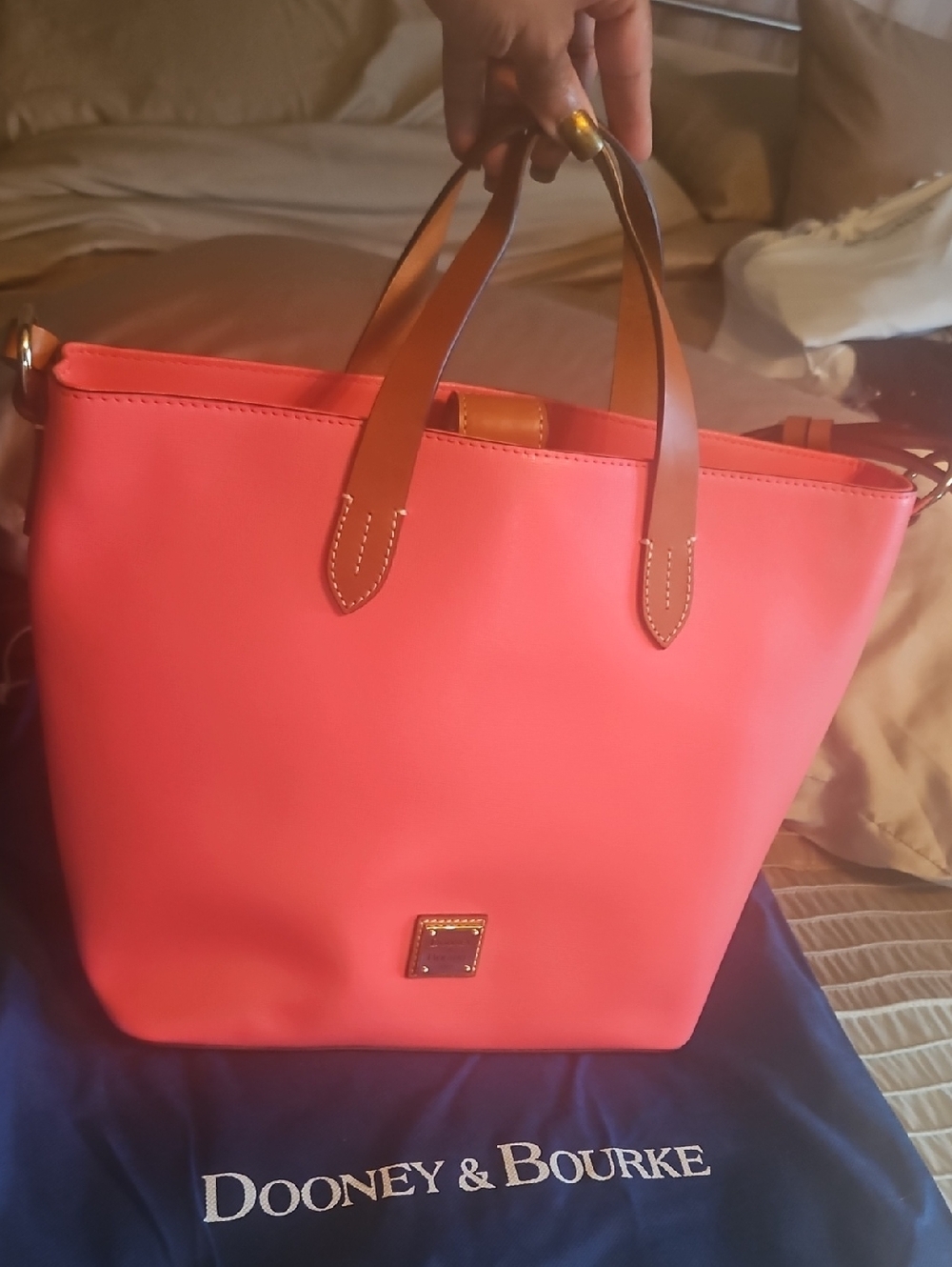 Dooney & Bourke Coral Tote with Brown Leather Handles